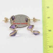 Load image into Gallery viewer, 1300233-14k-Yellow-Gold-Triple-Genuine-Purple-Amethyst-Dangle-Stud-Earrings