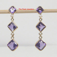 Load image into Gallery viewer, 1300233-14k-Yellow-Gold-Triple-Genuine-Purple-Amethyst-Dangle-Stud-Earrings