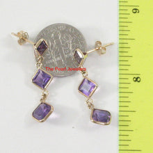 Load image into Gallery viewer, 1300233-14k-Yellow-Gold-Triple-Genuine-Purple-Amethyst-Dangle-Stud-Earrings