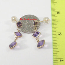 Load image into Gallery viewer, 1300233-14k-Yellow-Gold-Triple-Genuine-Purple-Amethyst-Dangle-Stud-Earrings