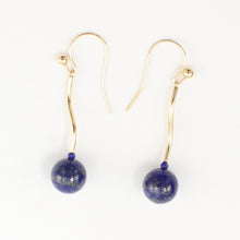 Load image into Gallery viewer, 1300241-14K-Yellow-Gold-Blue-Lapis-Lazuli-Dangling-Earrings