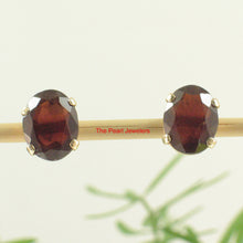 Load image into Gallery viewer, 1300283-14k-Yellow-Gold-Oval-Cut-Natural-Garnet-Stud-Earrings