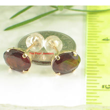 Load image into Gallery viewer, 1300283-14k-Yellow-Gold-Oval-Cut-Natural-Garnet-Stud-Earrings