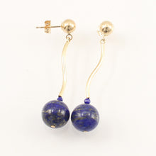 Load image into Gallery viewer, 1300291-Blue-Lapis-Lazuli-Dangling-14K-Yellow-Gold-Earrings