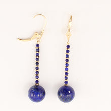Load image into Gallery viewer, 1300321-Lapis-14K-Yellow-Gold-Dangling-Earrings