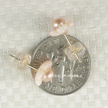 Load image into Gallery viewer, 1300361-Natural-Angel-Skin-Coral-Carved-Flower-Pearl-14K-Yellow-Gold-Earrings