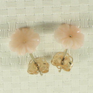 1300381-Natural-Angel-Skin-Coral-Carved-Flower-14K-Yellow-Gold-Stud-Earrings