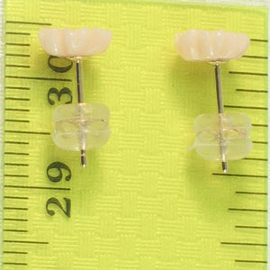 1300381-Natural-Angel-Skin-Coral-Carved-Flower-14K-Yellow-Gold-Stud-Earrings