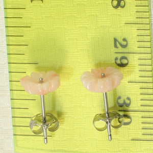 1300386-Natural-Angel-Skin-Coral-Carved-Flower-14K-White-Gold-Stud-Earrings