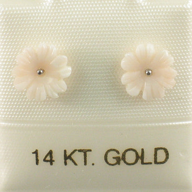 1300396-14K-White-Gold-Natural-Pale-Pink-Coral-Carved-Flower-Stud-Earrings