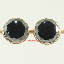 Load image into Gallery viewer, 1300404-14k-Yellow-Gold-Rope-Frame-Faced-Tablet-Black-Hematite-Stud-Earrings