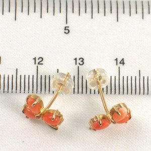 1300410-Real-14k-Solid-Gold-Natural-Pink-Coral-Flower-Stud-Earrings