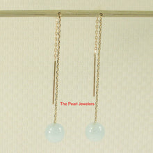 Load image into Gallery viewer, 1300474-14k-Gold-Threader-Chain-Gemstone-Aquamarine-Bead-Dangle-Earrings