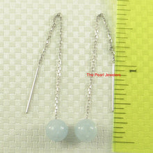 Load image into Gallery viewer, 1300479-14k-Gold-Threader-Chain-Aquamarine-Bead-Dangle-Earrings
