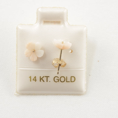 1300480-14K-Yellow-Gold-Natural-Angel-Skin-Coral-Carved-Flower-Stud-Earrings
