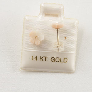 1300480-14K-Yellow-Gold-Natural-Angel-Skin-Coral-Carved-Flower-Stud-Earrings