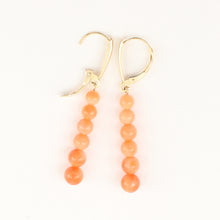 Load image into Gallery viewer, 1300614-14K-Yellow-Gold-Pink-Coral-Beads-Dangling-Earrings