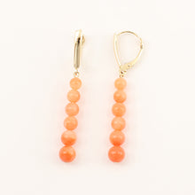 Load image into Gallery viewer, 1300614-14K-Yellow-Gold-Pink-Coral-Beads-Dangling-Earrings