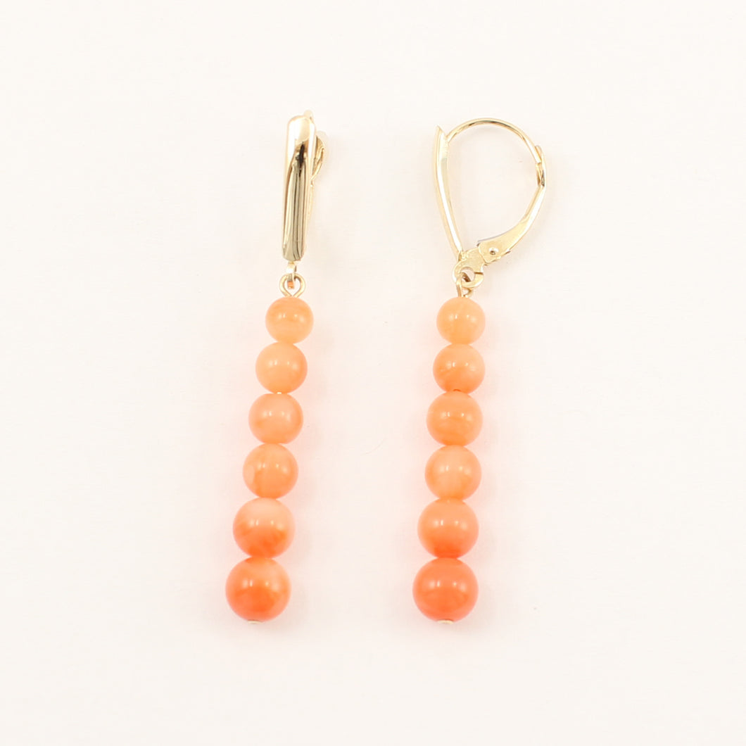 1300614-14K-Yellow-Gold-Pink-Coral-Beads-Dangling-Earrings