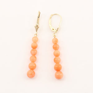 1300624-Pink-Coral-Beads-14K-Yellow-Gold-Leverback-Earrings