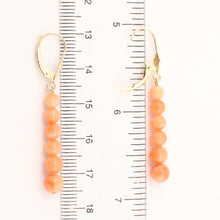 Load image into Gallery viewer, 1300624-Pink-Coral-Beads-14K-Yellow-Gold-Leverback-Earrings