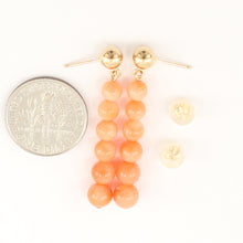 Load image into Gallery viewer, 1300644-Pink-Coral-Beads-14K-Yellow-Gold-Leverback-Earrings