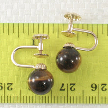 Load image into Gallery viewer, 1300720-Brown-Tiger-Eye-14kt-Yellow-Gold-Non-Pierced-French-Screw-Back-Earrings