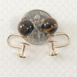 1300720-Brown-Tiger-Eye-14kt-Yellow-Gold-Non-Pierced-French-Screw-Back-Earrings