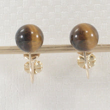 Load image into Gallery viewer, 1300720-Brown-Tiger-Eye-14kt-Yellow-Gold-Non-Pierced-French-Screw-Back-Earrings