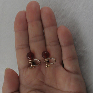 1300724-Carnelian-Gemstone-Earrings-Non-Pierced-French-Screw-Back-14kt-Yellow-Gold