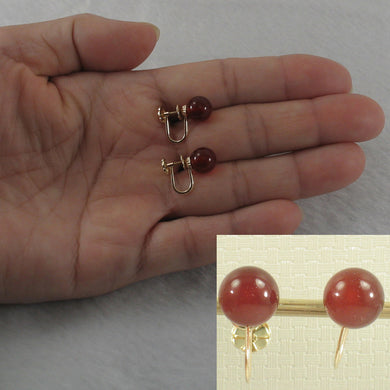 1300724-Carnelian-Gemstone-Earrings-Non-Pierced-French-Screw-Back-14kt-Yellow-Gold