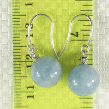 Load image into Gallery viewer, 1300929-14k-White-Gold-Sparkling-Diamond-Aquamarine-Hook-Earrings