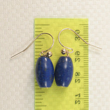 Load image into Gallery viewer, 1301040-Natural-Gemstone-Blue-Lapis-14k-Yellow-Gold-Fish-Hook-Earrings