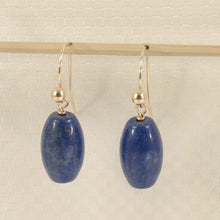 Load image into Gallery viewer, 1301040-Natural-Gemstone-Blue-Lapis-14k-Yellow-Gold-Fish-Hook-Earrings