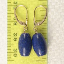 Load image into Gallery viewer, 1301050-Natural-Gemstone-Blue-Lapis-14k-Yellow-Gold-Leverback-Earrings