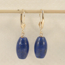 Load image into Gallery viewer, 1301050-Natural-Gemstone-Blue-Lapis-14k-Yellow-Gold-Leverback-Earrings