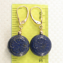 Load image into Gallery viewer, 1301070-14k-Yellow-Gold-Leverback-Natural-Gemstone-Blue-Lapis-Earrings