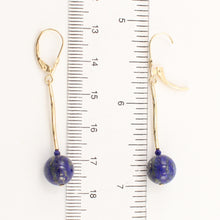 Load image into Gallery viewer, 1301121-14K-Yellow-Gold-Lapis-Dangling-Lever-Back-Earrings
