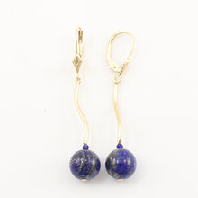 Load image into Gallery viewer, 1301121-14K-Yellow-Gold-Lapis-Dangling-Lever-Back-Earrings