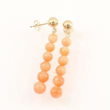 Load image into Gallery viewer, 1301644-Natural-Pink-Coral-Beads-14K-Yellow-Gold-Leverback-Earrings
