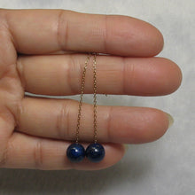 Load image into Gallery viewer, 1301823-14k-Yellow-Gold-Threader-Chain-Blue-Lapis-Lazuli-Gemstone-Earrings