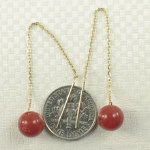 Load image into Gallery viewer, 1301824-14k-Yellow-Gold-Threader-Chain-Red-Carnelian-Gemstone-Dangle-Earrings