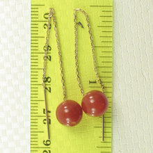 Load image into Gallery viewer, 1301824-14k-Yellow-Gold-Threader-Chain-Red-Carnelian-Gemstone-Dangle-Earrings