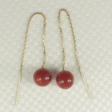 Load image into Gallery viewer, 1301824-14k-Yellow-Gold-Threader-Chain-Red-Carnelian-Gemstone-Dangle-Earrings