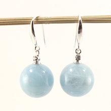 Load image into Gallery viewer, 1301929-14k-White-Gold-Genuine-Diamond-Aquamarine-Hook-Earrings