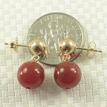 Load image into Gallery viewer, 1302010-14k-Yellow-Gold-Well-Match-Red-Carnelian-Dangle-Stud-Earrings