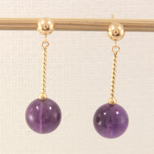 Load image into Gallery viewer, 1305004-14k-Gold-Ball-Twist-Tube-Amethyst-Dangle-Earrings