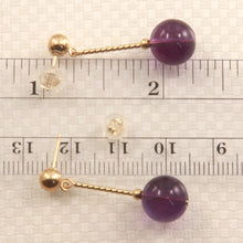 Load image into Gallery viewer, 1305004-14k-Gold-Ball-Twist-Tube-Amethyst-Dangle-Earrings