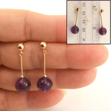 Load image into Gallery viewer, 1305004-14k-Gold-Ball-Twist-Tube-Amethyst-Dangle-Earrings