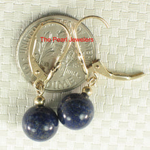 Load image into Gallery viewer, 1310022-14k-Yellow-Gold-Leverback-Blue-Lapis-Lazuli-Bead-Dangle-Earrings